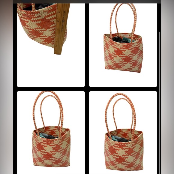 Urban Outfitters Women's Natural Orange Daisy Mini Straw Tote Bag NWOT BAGSBIN2 - Picture 3 of 7